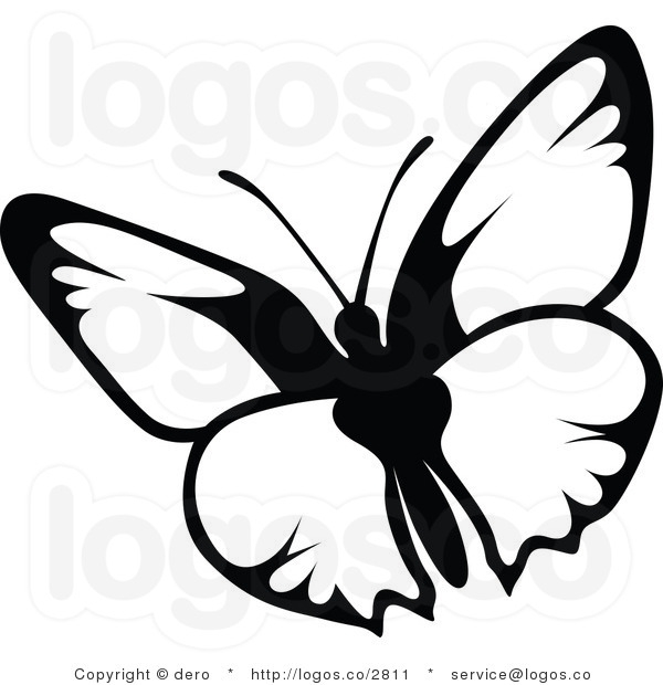 600x620 Flying Butterfly Clipart Black And White