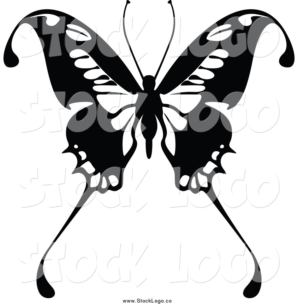 1024x1044 Vector Clipart Of A Black And White Butterfly Logo By Dero