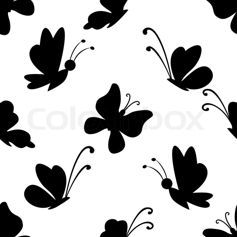 800x800 Butterflies With Open Wings, Black Contour And Monochrome Lilac