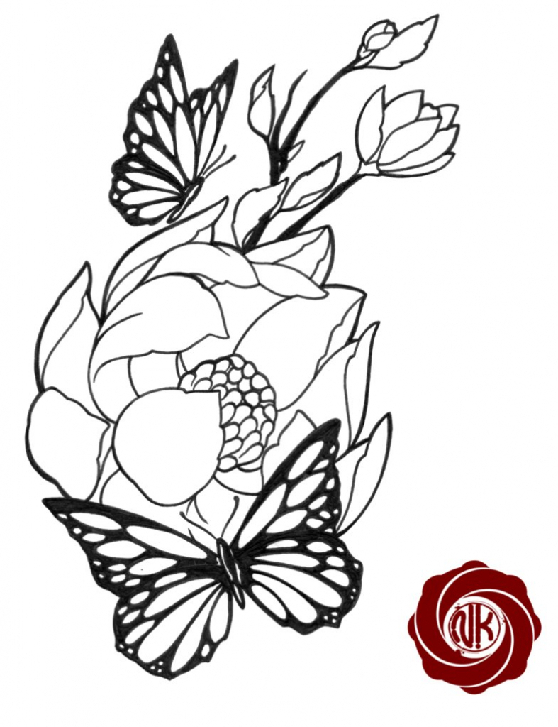 787x1024 Butterfly Drawing With Flower Butterfly And Flower Drawings