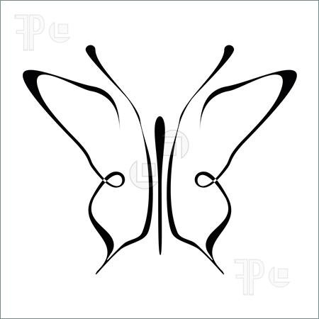 450x450 Elegant Butterfly Outline Clipart