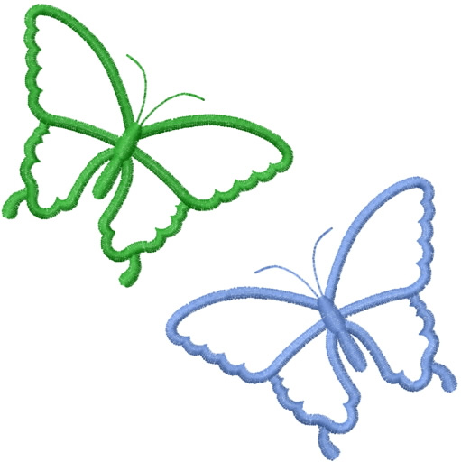 511x512 Two Simple Butterfly Outlines Embroidery Designs, Machine