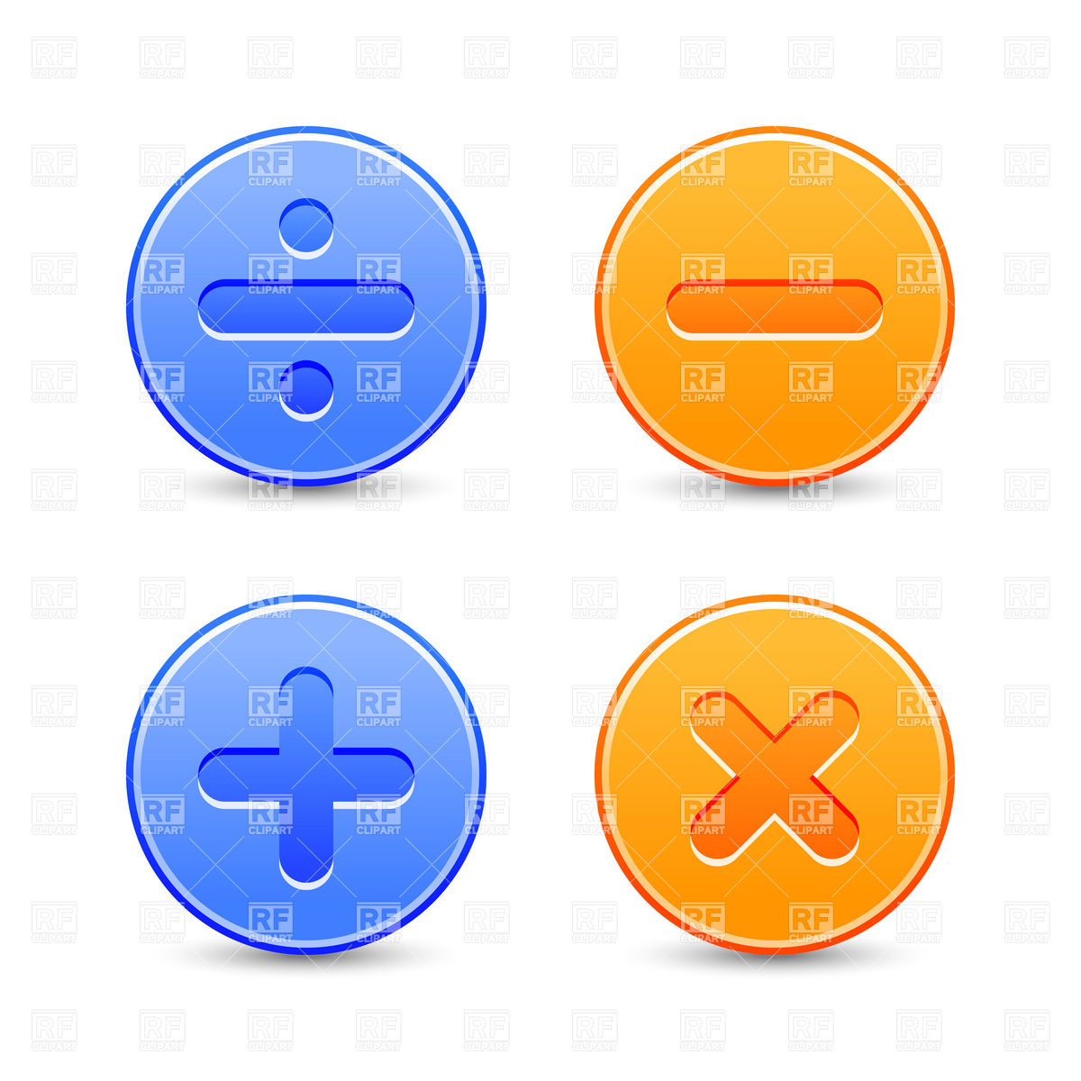 1200x1200 Round Buttons With Calculation Signs Royalty Free Vector Clip Art