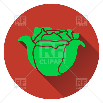 400x400 Cabbage Icon. Flat Design. Royalty Free Vector Clip Art Image