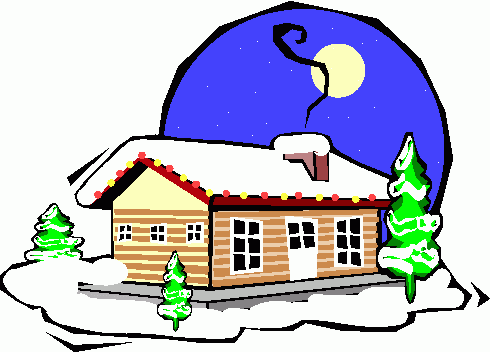490x352 Winter Cabin Clipart 3