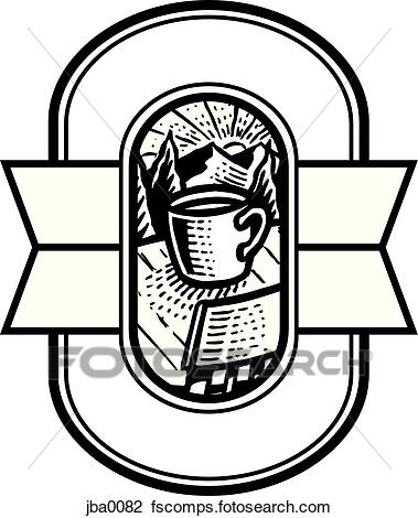 379x470 Clip Art Of Coffee In The Mountains Crest Bampw Jba0082