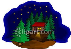 300x209 House In Woods Clipart