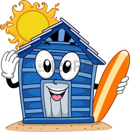 442x450 Background Illustration Featuring A Beach Cabin Royalty Free