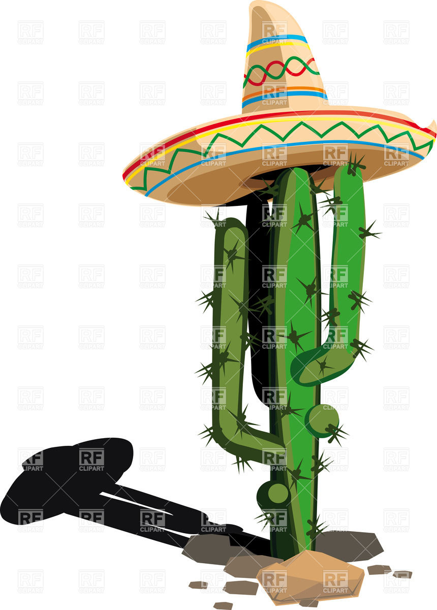 860x1200 Cactus In Mexican Hat Royalty Free Vector Clip Art Image