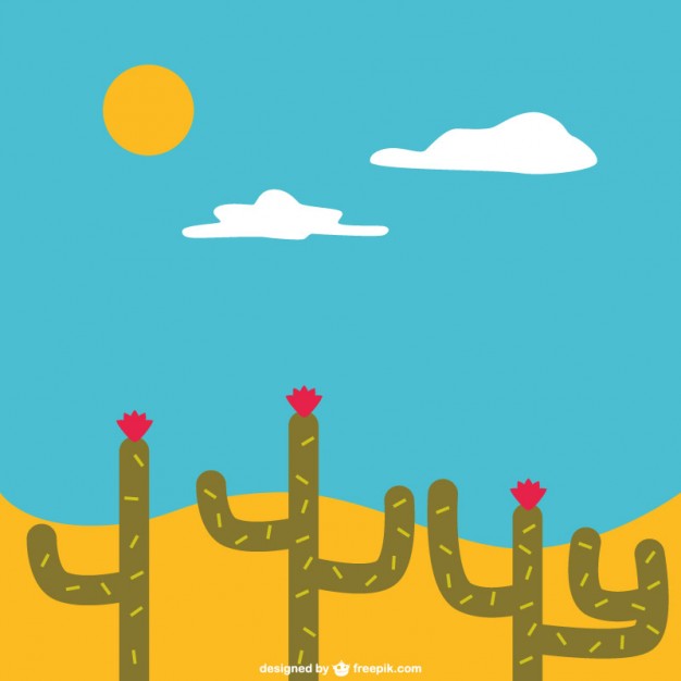 626x626 Desert Landscape With Cactus Vector Free Download
