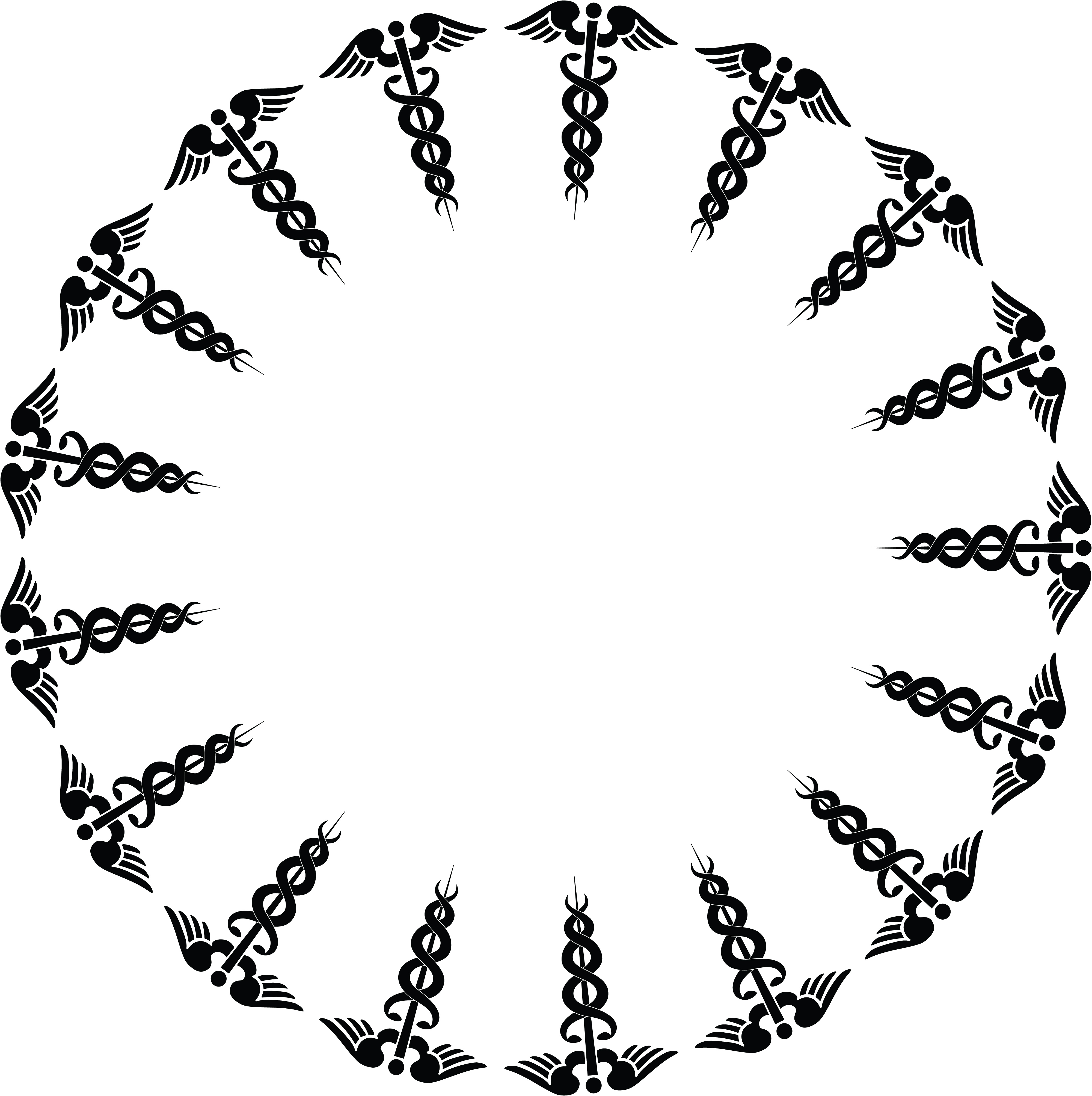 4000x4014 Clipart Of A Caduceus Frame