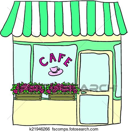 450x461 Clip Art Of Vector Illustrated Cute Street Cafe K21946266