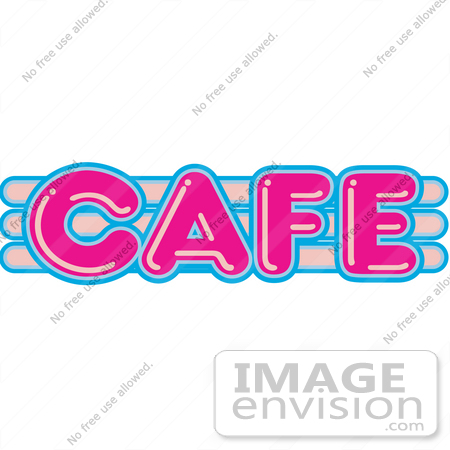 450x450 Royalty Free Cartoon Clip Art Of A Vintage Pink And Blue Cafe Sign