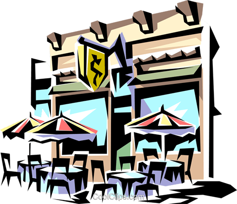 480x413 Street Cafe Royalty Free Vector Clip Art Illustration Arch0041