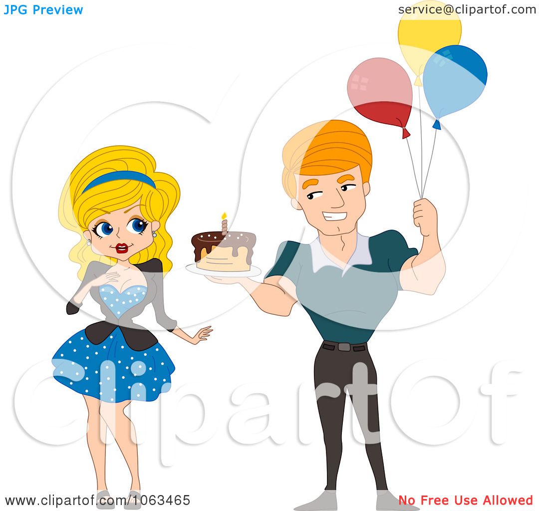1080x1024 Clipart Pinup Man Holding A Birthday Cake And Balloons