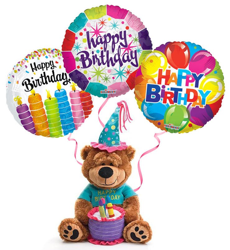 740x804 Plush Birthday Bear With Balloons The Cake Plays Happy Birthday