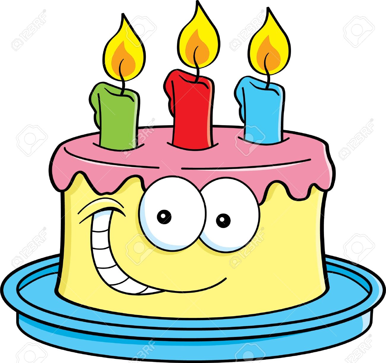1300x1224 Cartoon Illustration Of A Cake With Candles Royalty Free Cliparts
