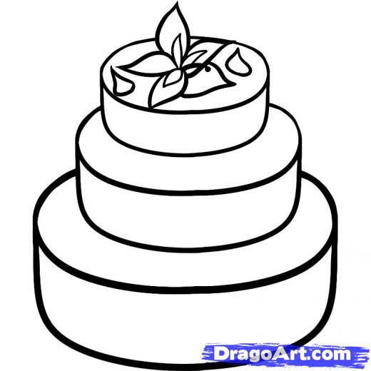 520x520 Drawn Wedding Cake Line Drawing
