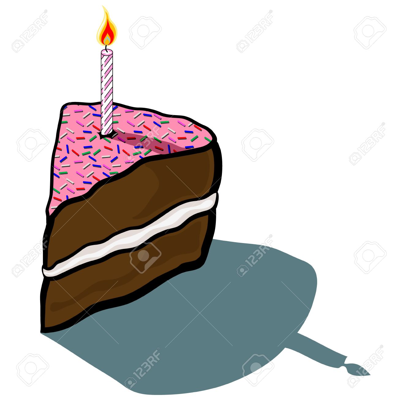 1300x1300 Cute Cartoon Iced Frosted Cake Slice With Birthday Candle Royalty