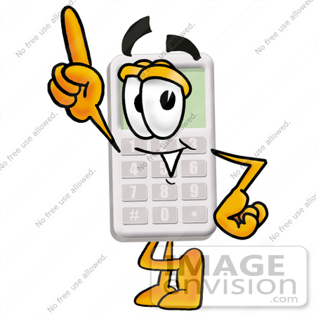 450x450 Clip Art Graphic Of A Calculator Cartoon Character Pointing