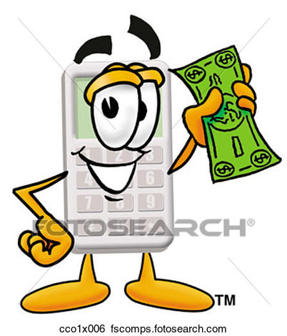 402x470 Clip Art Of Calculator With Money Cco1x006