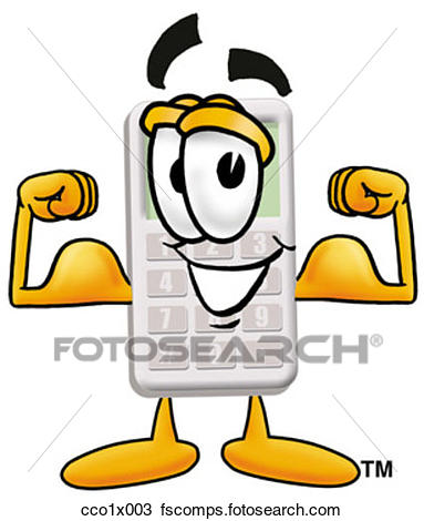 383x470 Clipart Of Calculator Flexing Muscles Cco1x003