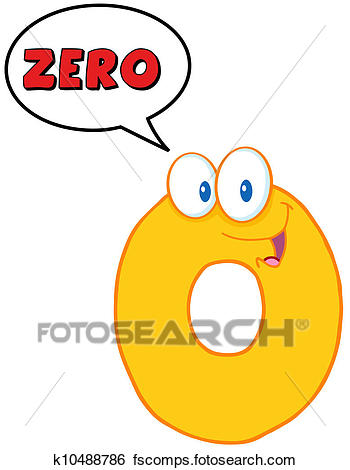 350x470 Clip Art Of Number Zero Funny Cartoon Character K10488786