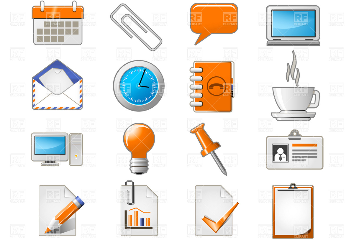 1200x814 Stationery And Office Icons Royalty Free Vector Clip Art Image