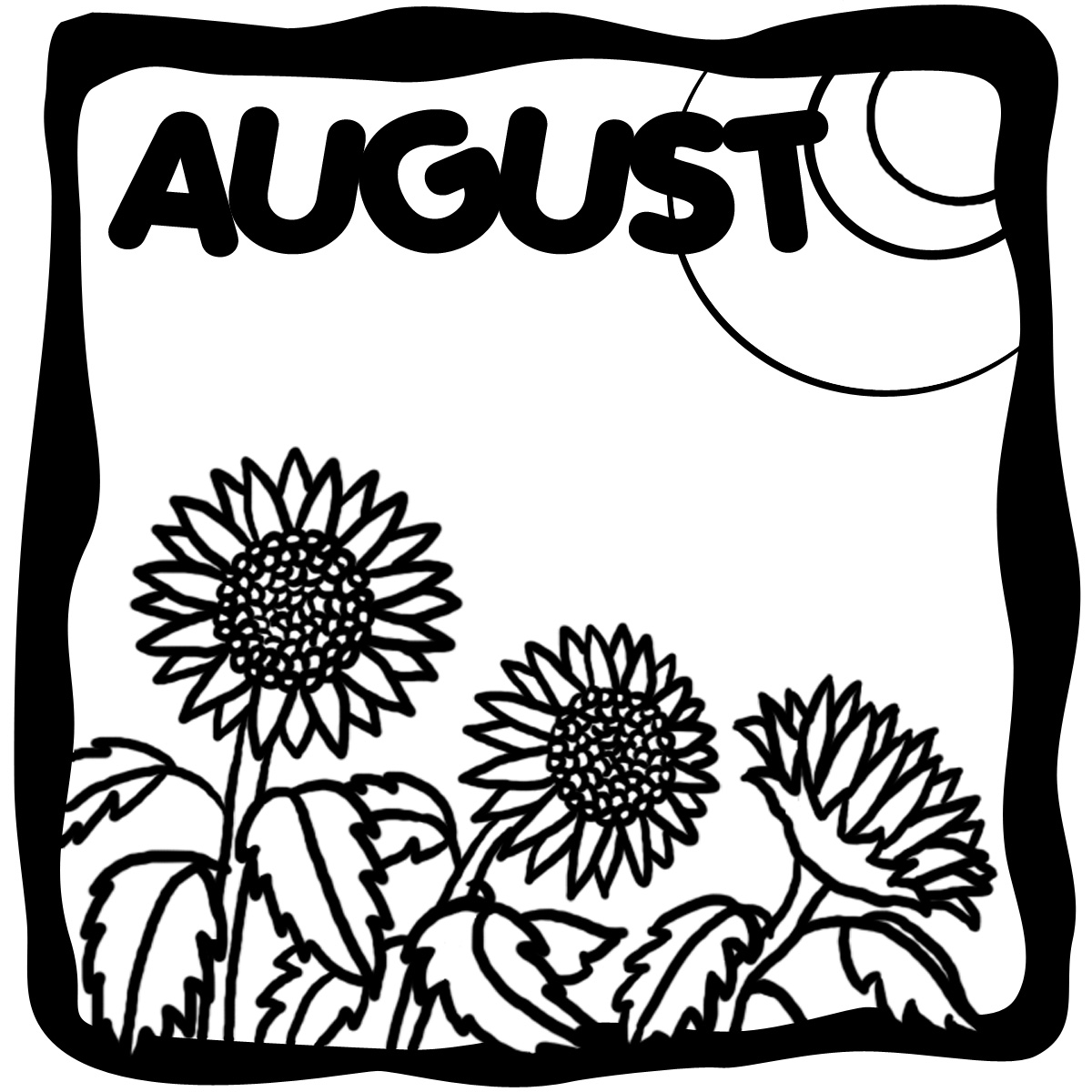 1200x1200 And White Clipart August Calendar