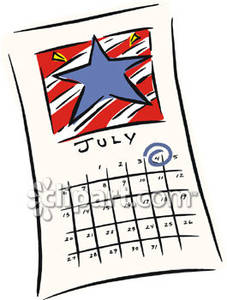 227x300 Calendar Clipart July
