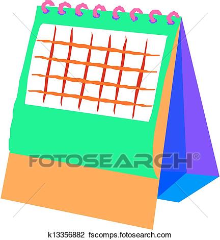 432x470 Clipart Of Blank Desktop Calendar K13356882
