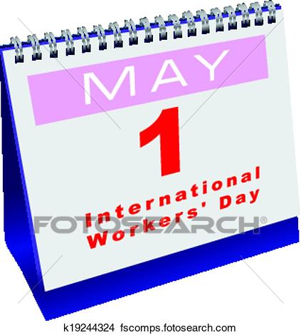 423x470 Clipart Of Calendar With Date Workers Day K19244324