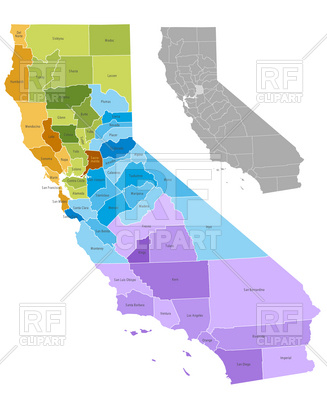 327x400 California State Counties Map With Boundaries And Names Royalty