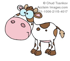 300x262 Clipart Image Of A Smiling Brown And White Calf