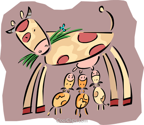 480x417 Mother Cow Nursing Calves Royalty Free Vector Clip Art