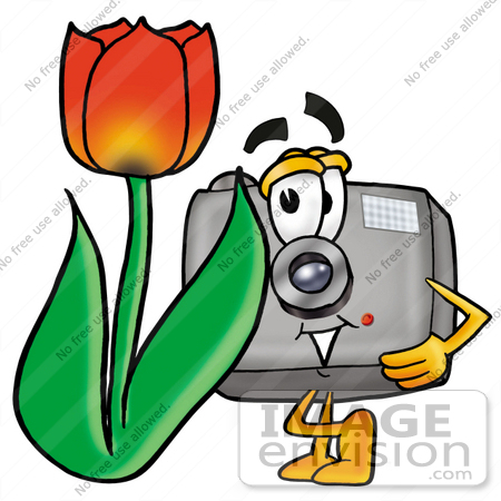 450x450 Clip Art Graphic Of A Flash Camera Cartoon Character With A Red