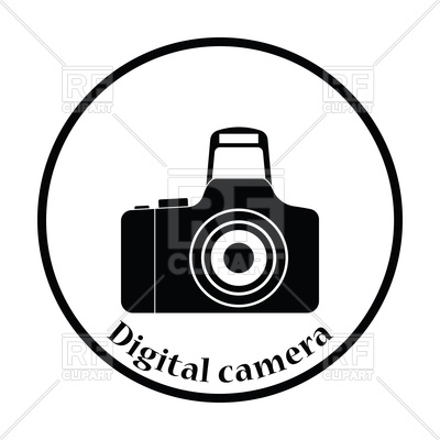 400x400 Thin Circle Design Icon Of Photo Camera Royalty Free Vector Clip