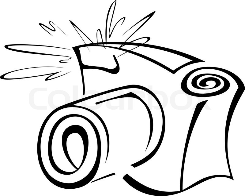 800x642 Black And White Contour Photo Camera Stock Vector Colourbox