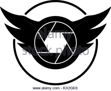 392x320 Camera Shutter Photography Logo Template, Photographer Hand