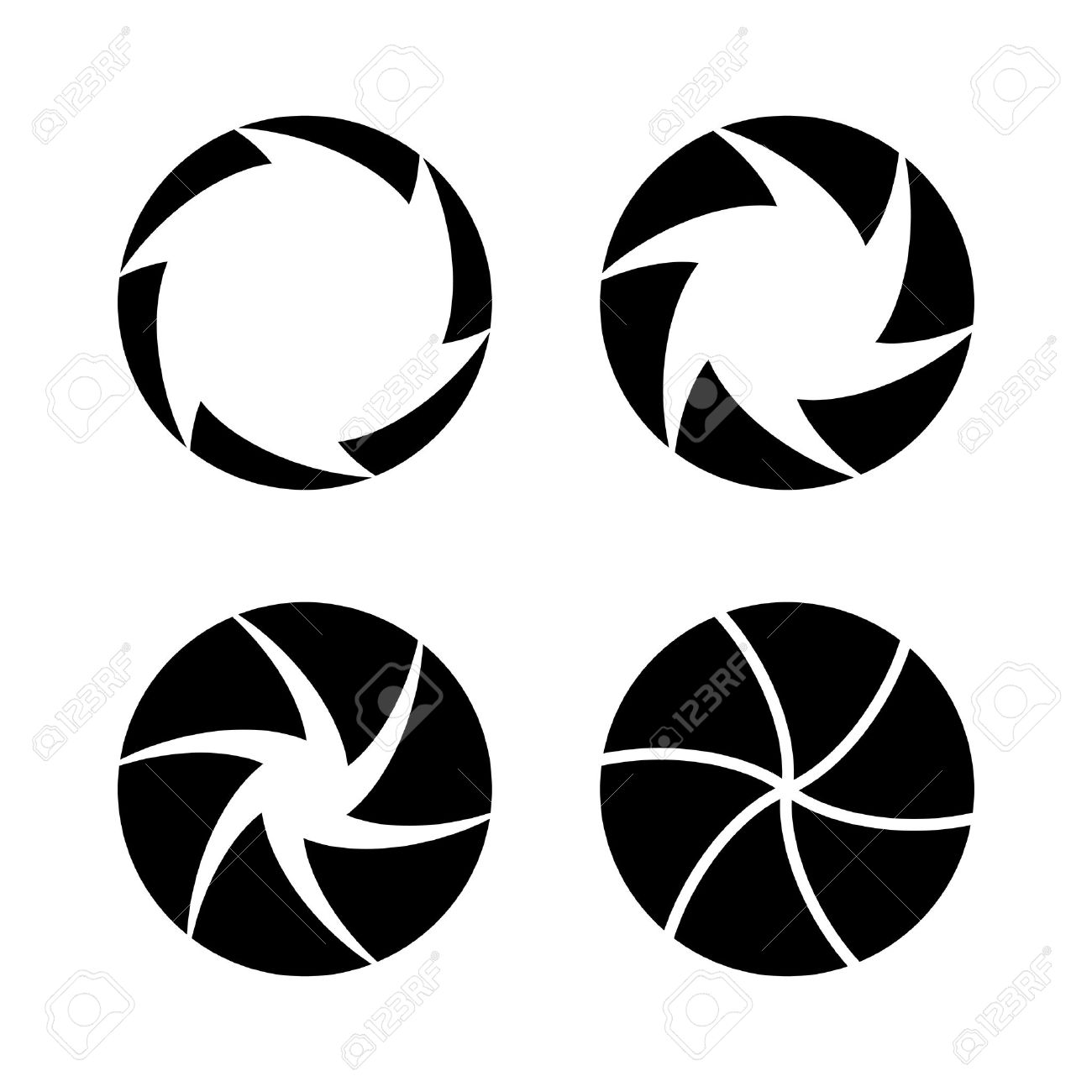 1300x1300 Camera Shutter With Different Open Aperture. Vector Royalty Free