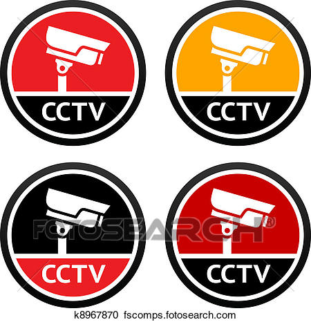 450x466 Clipart Of Cctv Pictogram, Set Sign Security Camera K8967870
