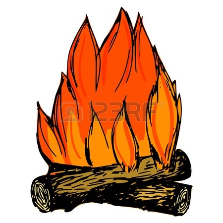 450x450 Hand Drawn, Cartoon, Sketch Illustration Of Campfire Royalty Free