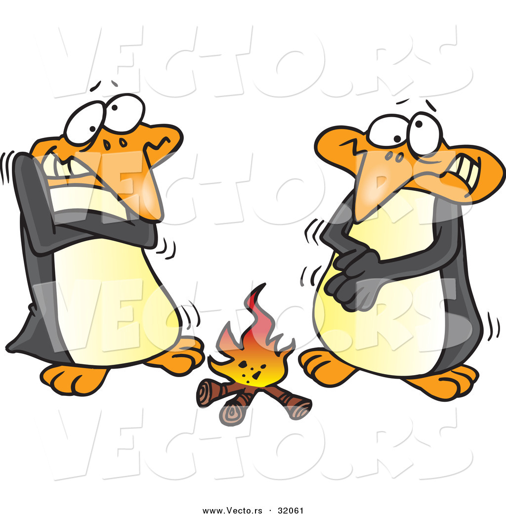 1024x1044 Vector Of Cartoon Penguins Warming Up Beside A Campfire By