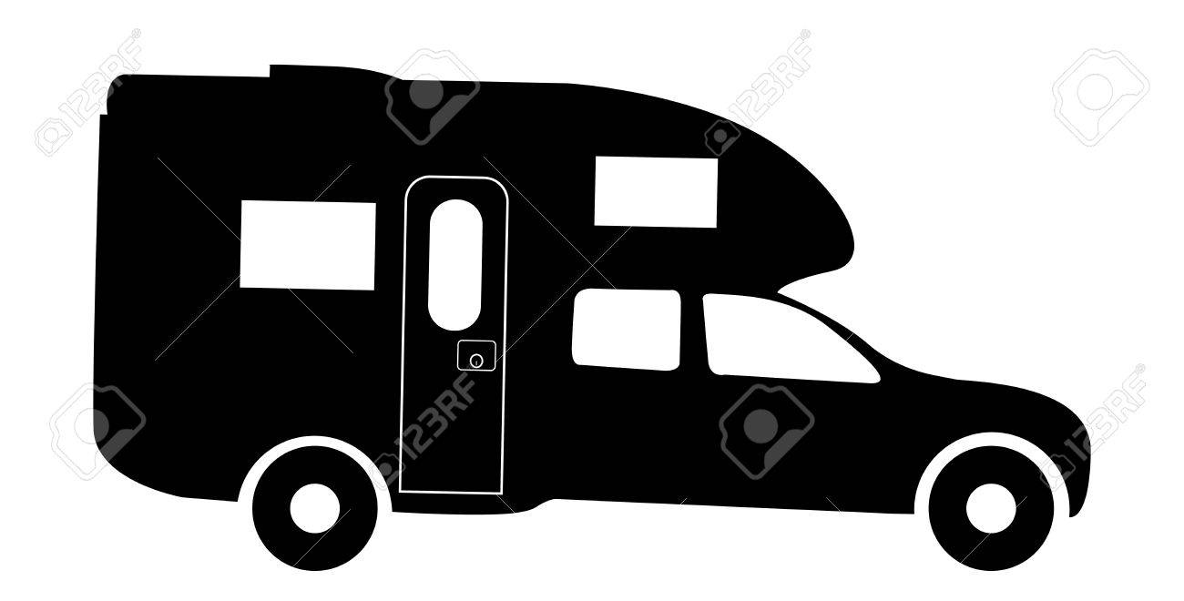 1300x660 A Truck Rv Camper Van Silhouette Isolated On A White Background