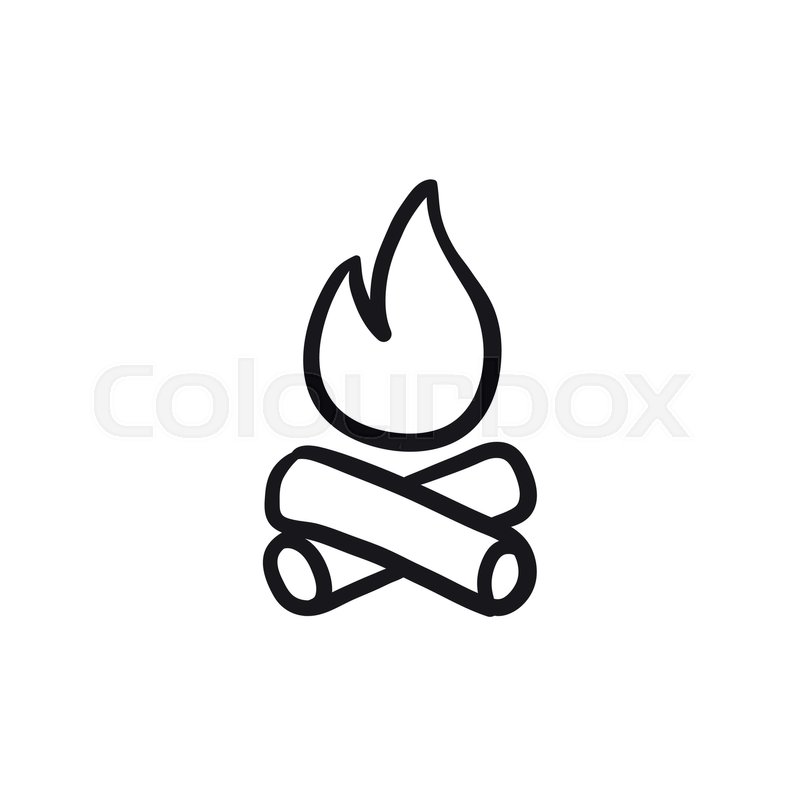 800x800 Campfire Vector Sketch Icon Isolated On Background. Hand Drawn