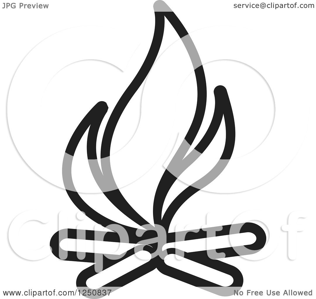 1080x1024 Clipart Of A Black And White Campfire