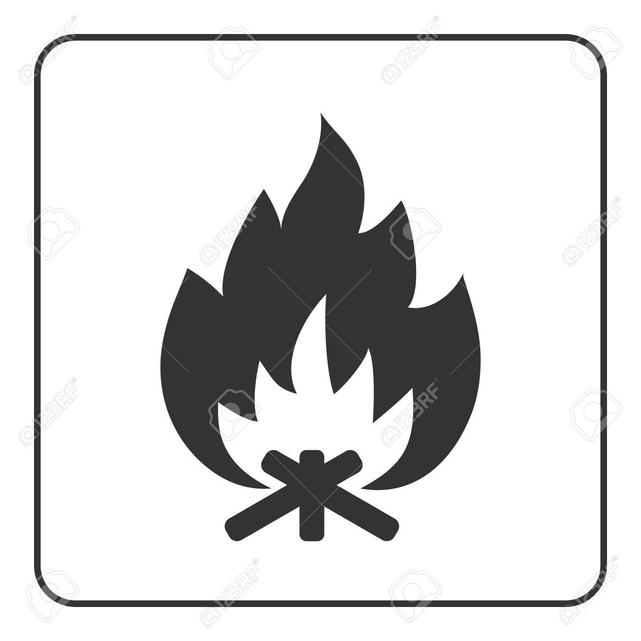 1300x1300 Fire Campfire Icon. Hot Bonfire Sign. Black Firewood And Flame