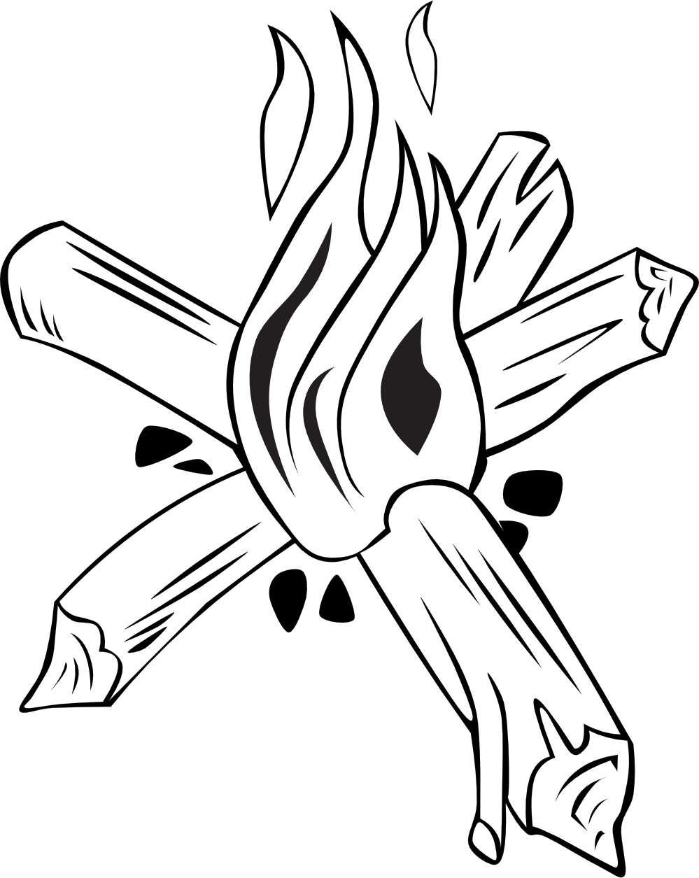 999x1255 Free Campfire Clipart Black And White Image