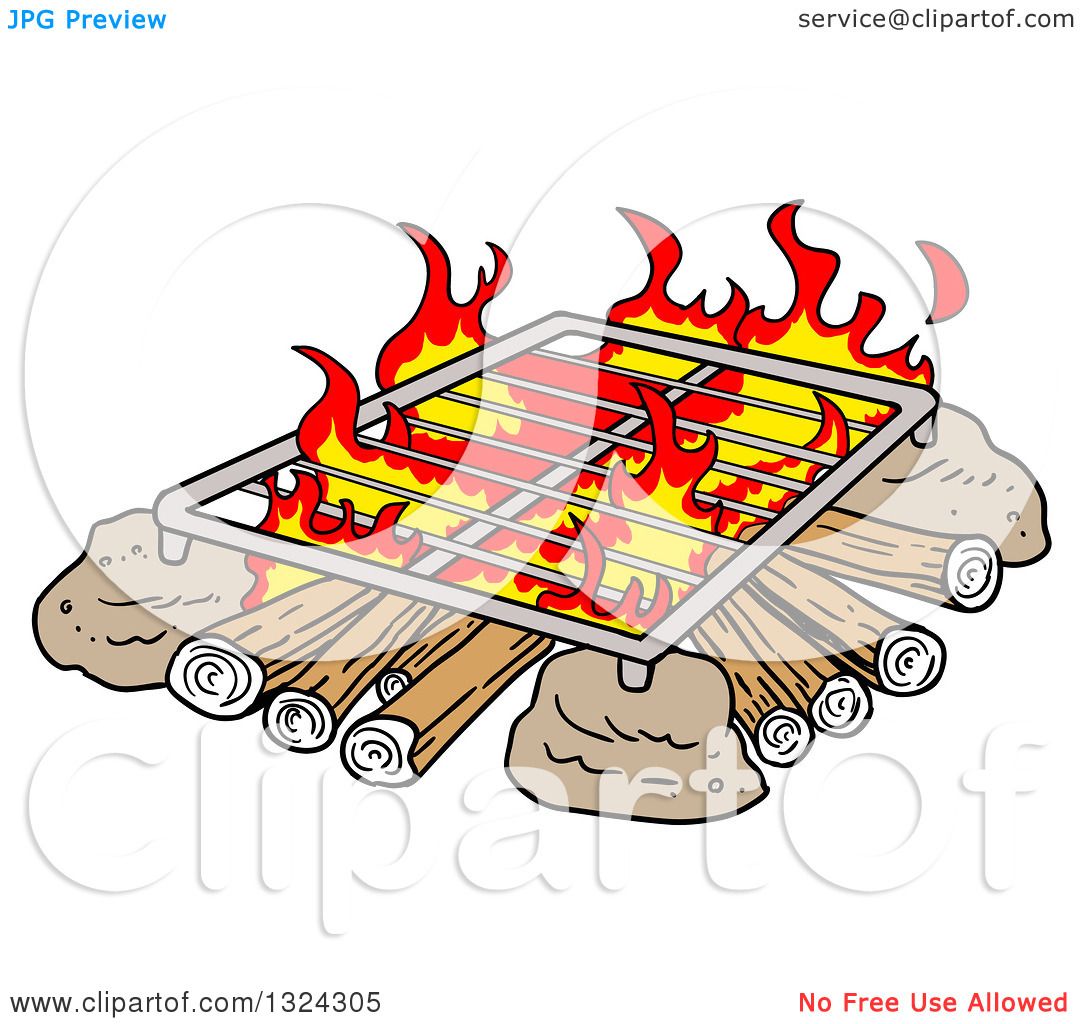 1080x1024 Clipart Of A Cartoon Smoking Camp Fire