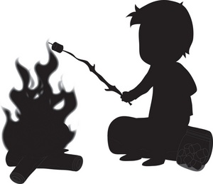 300x258 Camping Clipart Image Silhouette Of A Boy Roasting Marshmallow